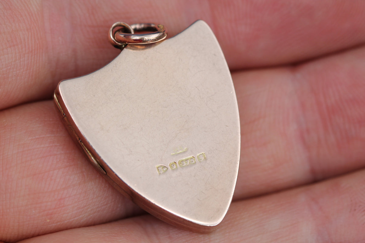 Antique Edwardian 9ct Gold Shield Locket Chester 1906 — view 6