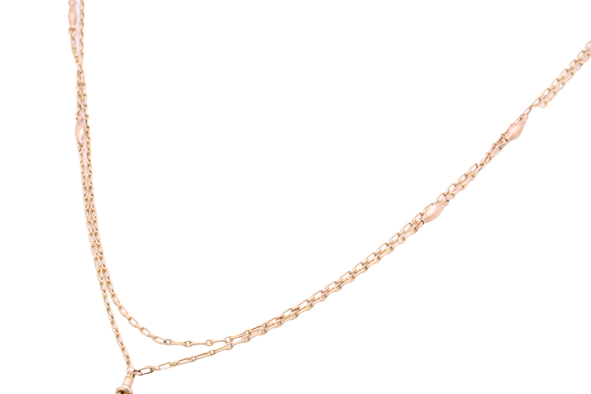 Antique 9ct Gold Trombone Link Long Guard Chain with Dog Clip c.1900 — view 12