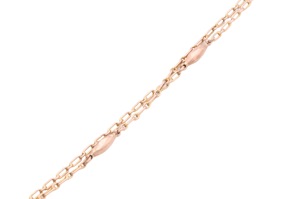 Antique 9ct Gold Trombone Link Long Guard Chain with Dog Clip c.1900 — view 14