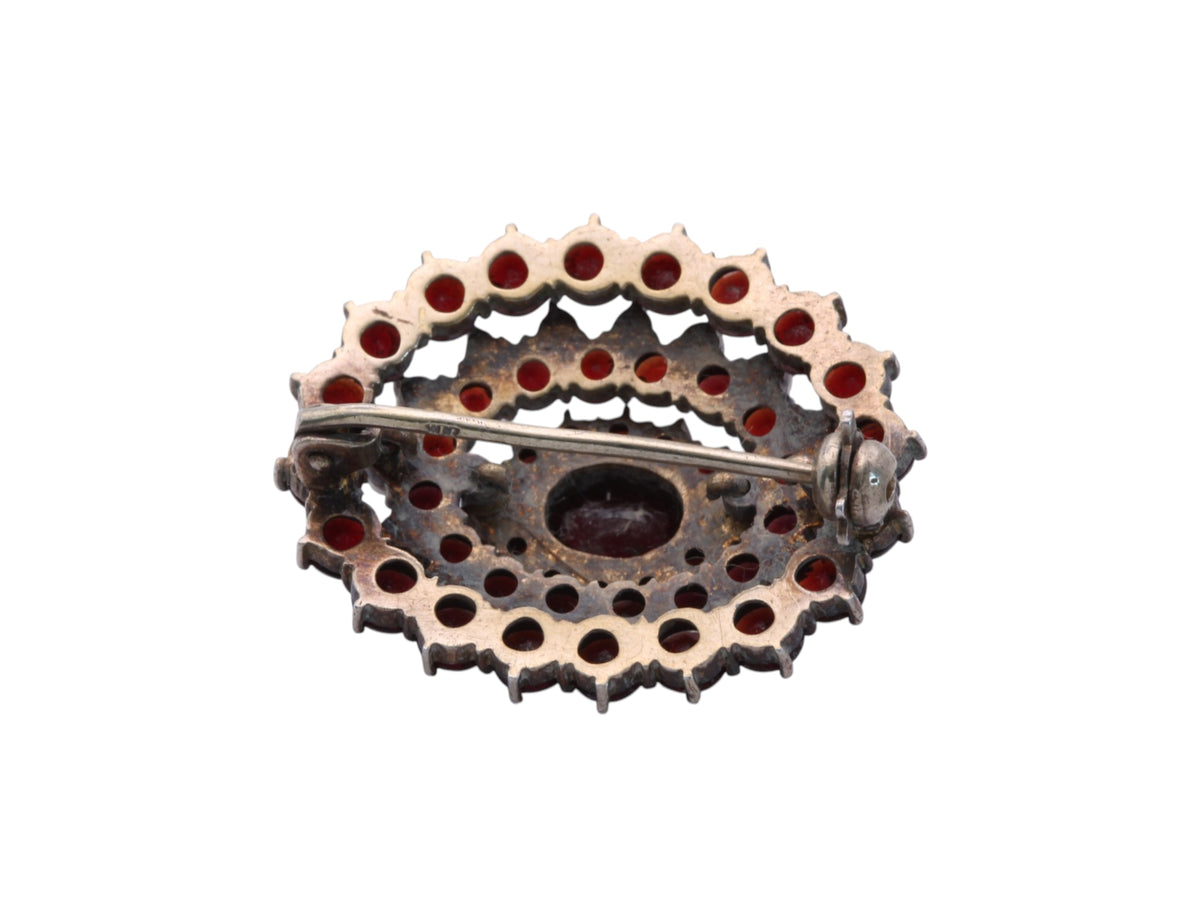 Vintage 1960s Silver Gilt Garnet & Seed Pearl Cluster Brooch — view 5