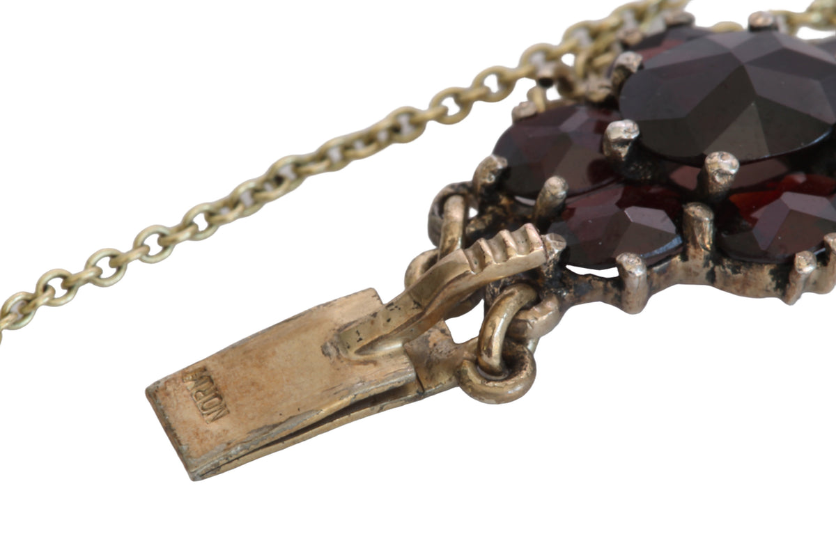Antique c.1900 Bohemian Garnet Cluster Bracelet | 7" — view 7