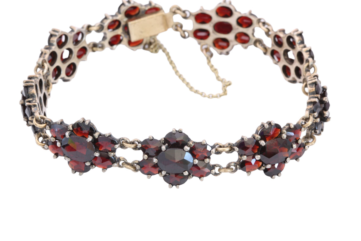 Antique c.1900 Bohemian garnet Normgold cluster bracelet