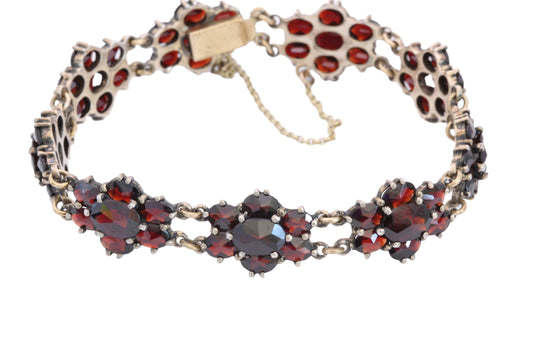 Antique c.1900 Bohemian garnet Normgold cluster bracelet