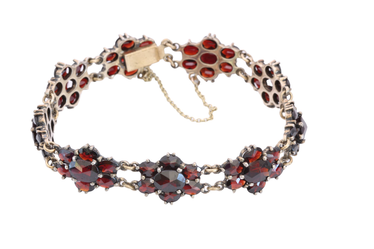 Antique c.1900 Bohemian Garnet Cluster Bracelet | 7" — view 8