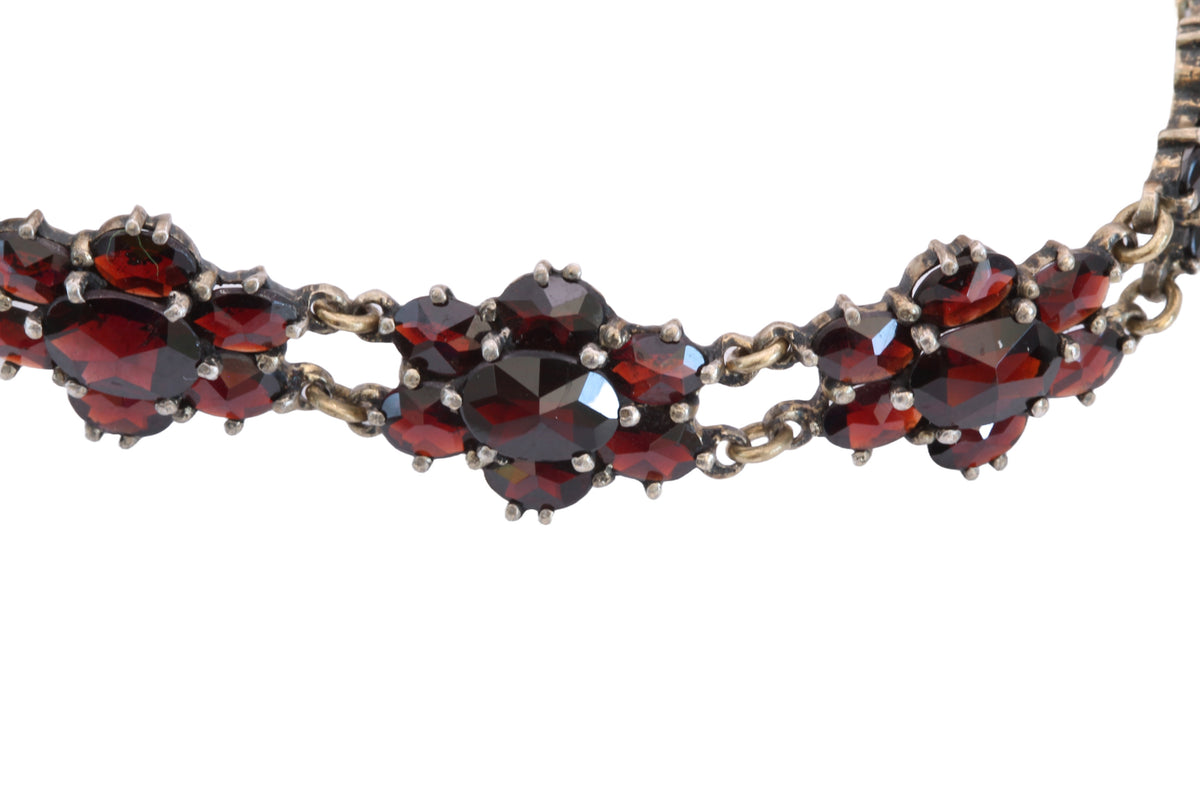 Antique c.1900 Bohemian Garnet Cluster Bracelet | 7" — view 6
