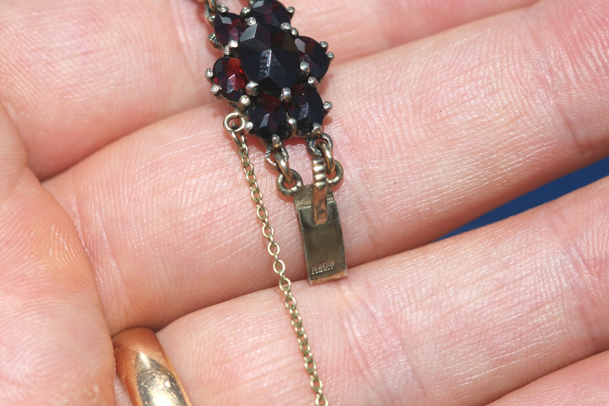 Antique c.1900 Bohemian Garnet Cluster Bracelet | 7" — view 9