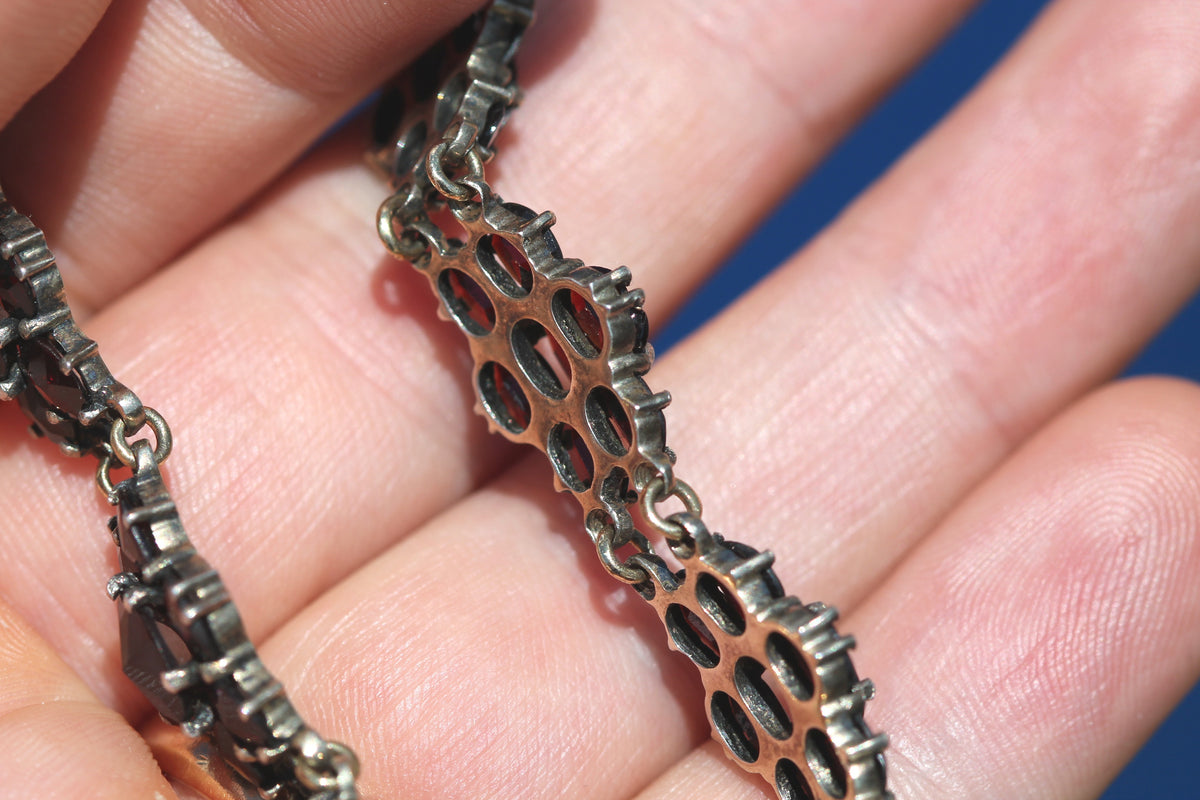 Antique c.1900 Bohemian Garnet Cluster Bracelet | 7" — view 13