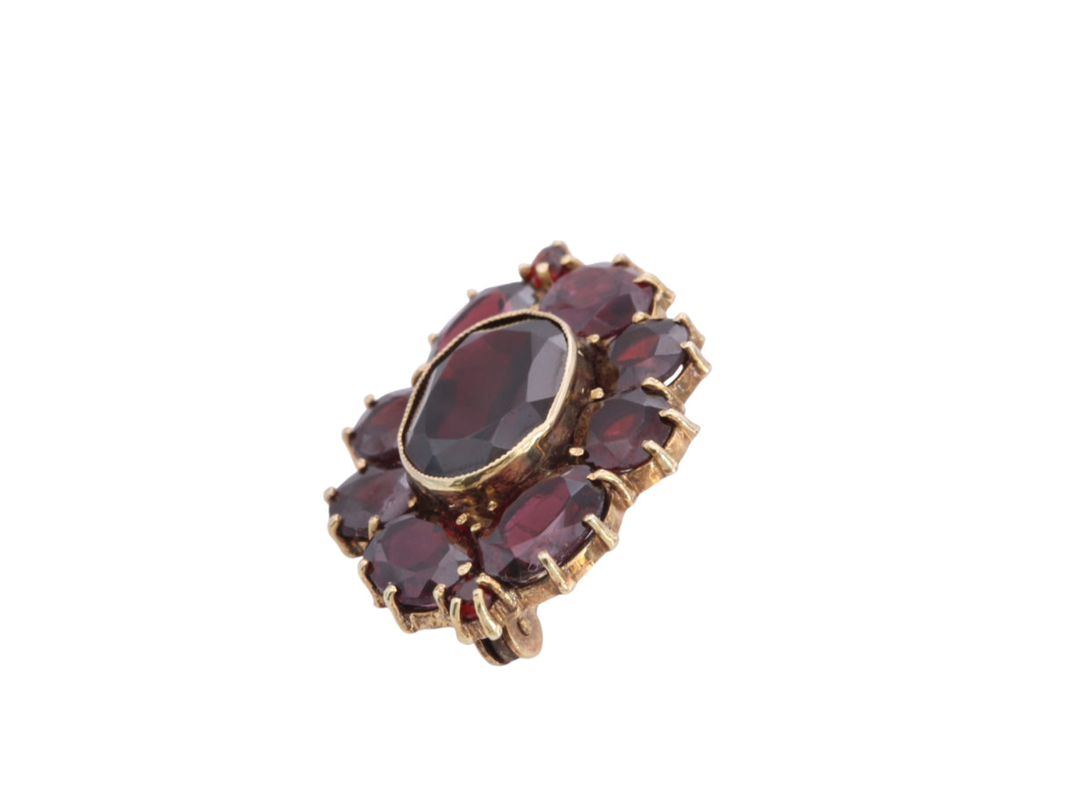 Vintage c.1960 Sterling Silver Gilt Garnet Cluster Brooch — view 9