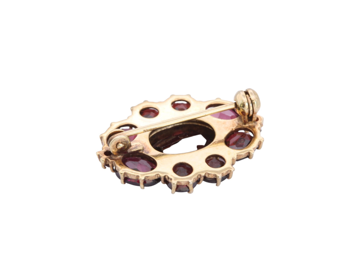 Vintage c.1960 Sterling Silver Gilt Garnet Cluster Brooch — view 10