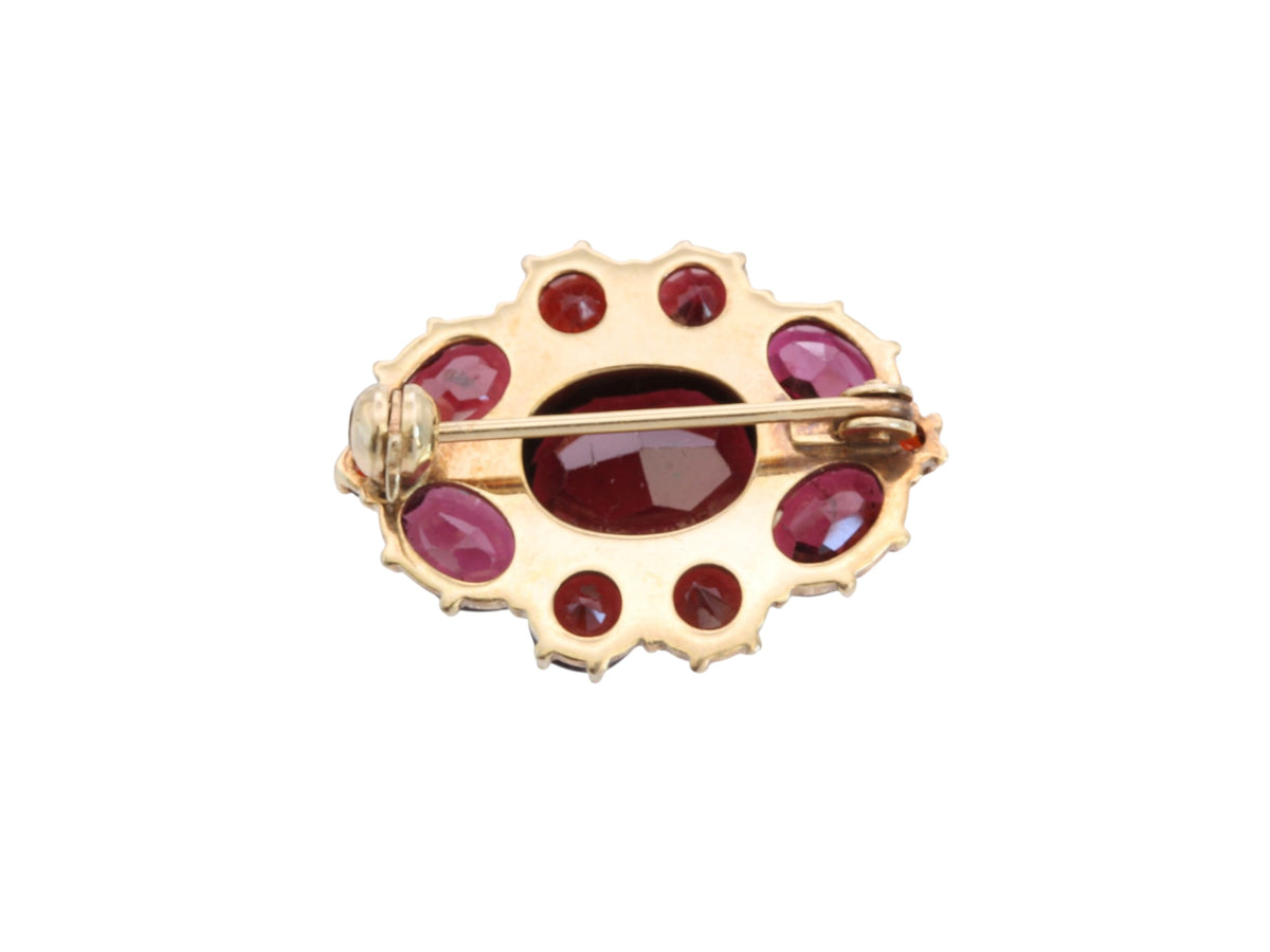 Vintage c.1960 Sterling Silver Gilt Garnet Cluster Brooch — view 12