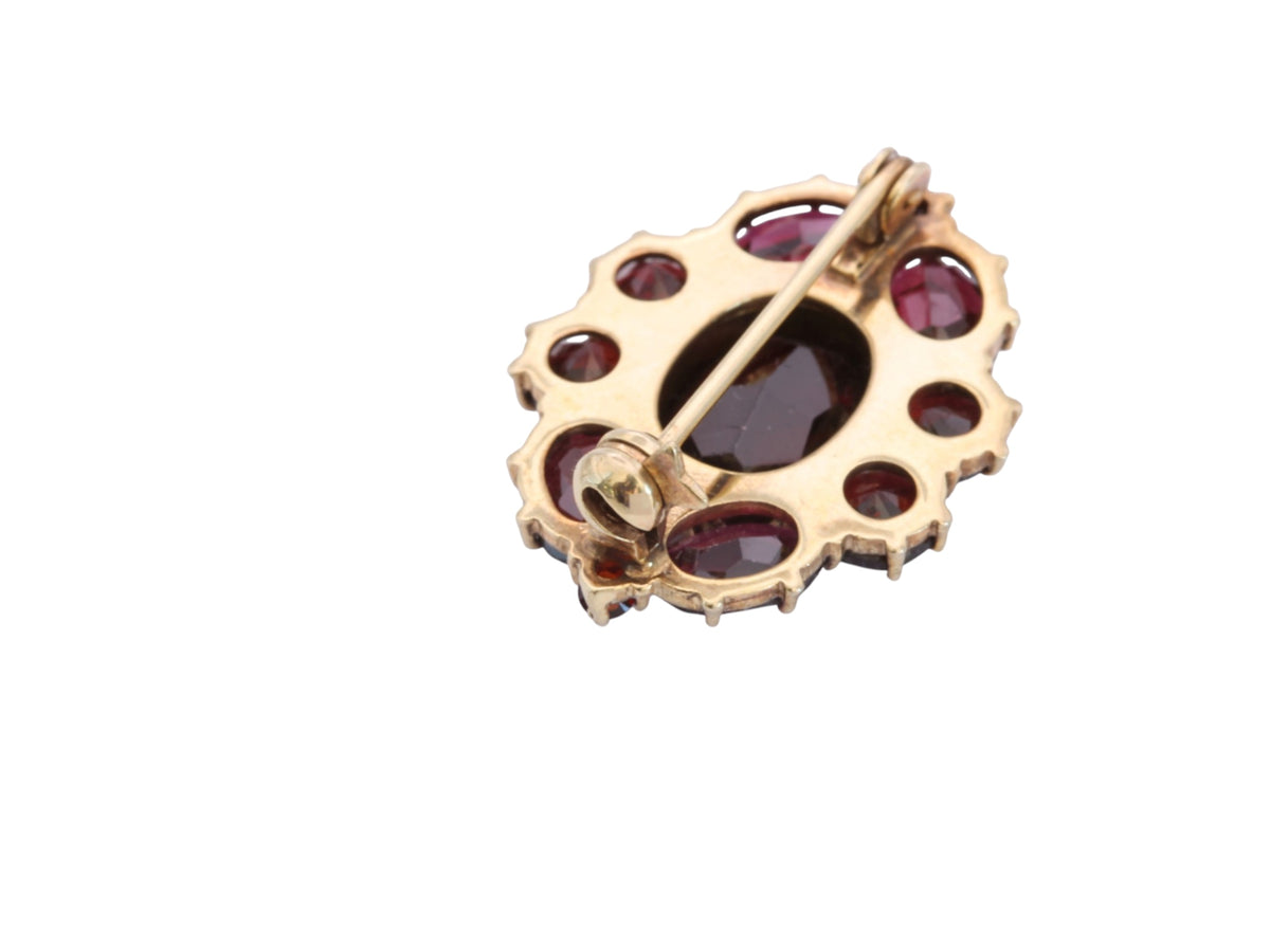 Vintage c.1960 Sterling Silver Gilt Garnet Cluster Brooch — view 13