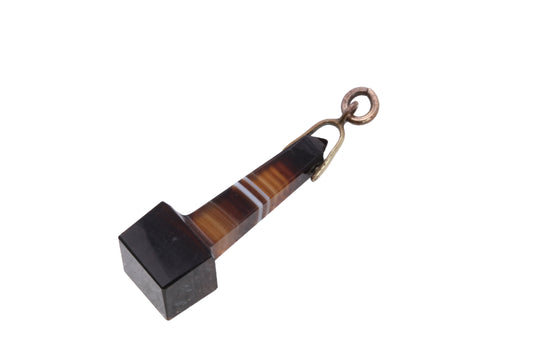 Antique Victorian banded agate obelisk pendant with rolled gold fitting
