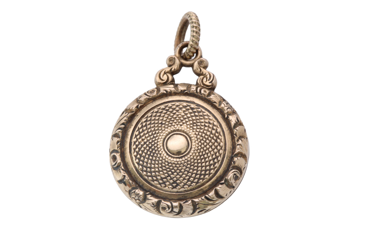 Antique Georgian 12ct gold keepsake locket with engine-turned front