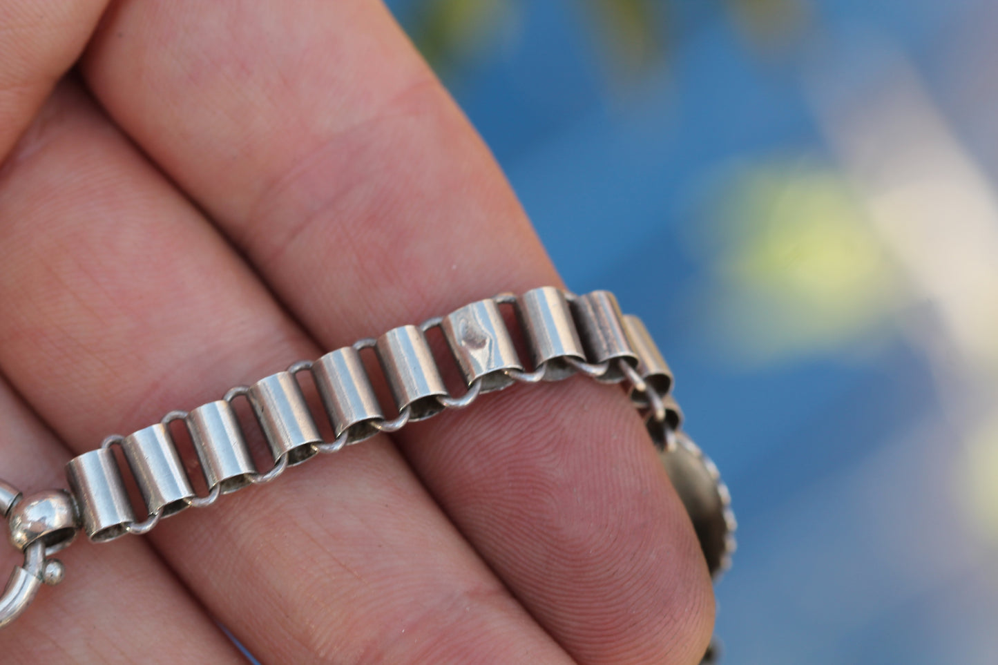 Antique Victorian Sterling Silver Book Chain Necklace | Engraved Panels c.1880 — view 14