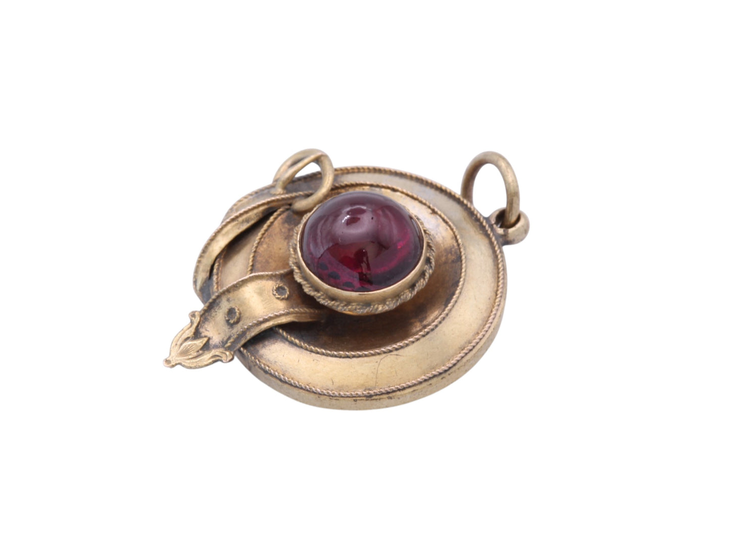 Antique Victorian 15ct Gold Garnet Cabochon Keepsake Pendant c.1860 — view 12