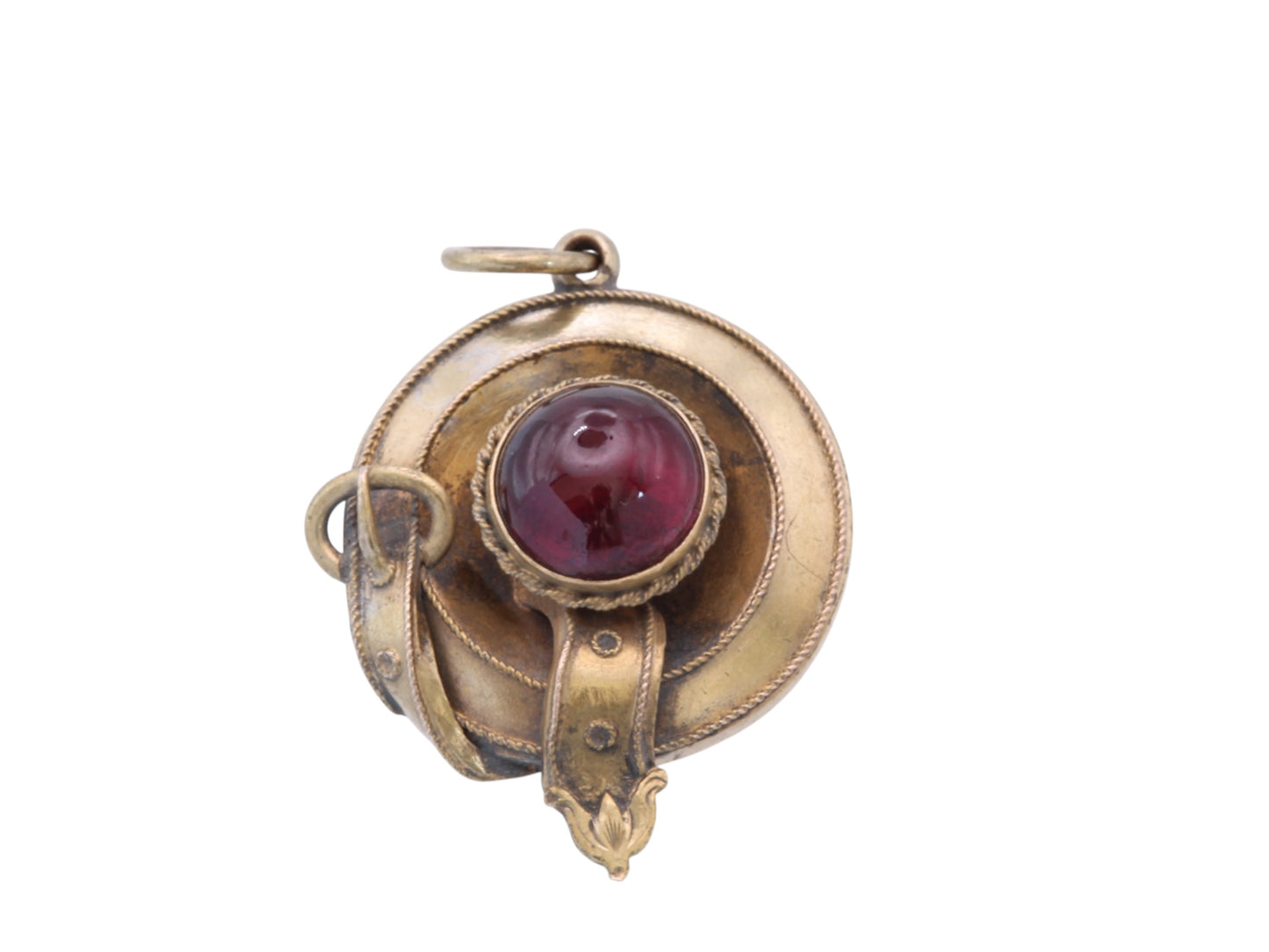 Antique Victorian 15ct Gold Garnet Cabochon Keepsake Pendant c.1860 — view 14