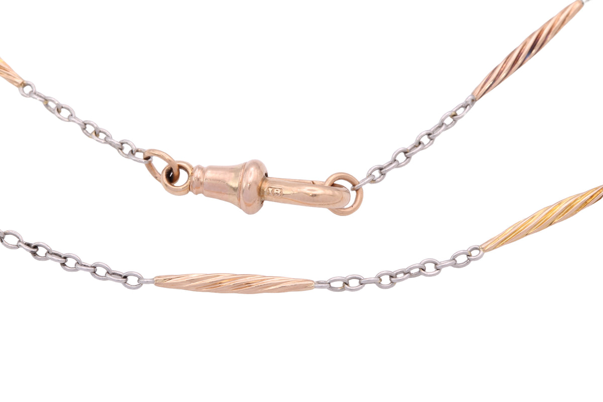 Full view of antique 18ct gold and platinum necklace