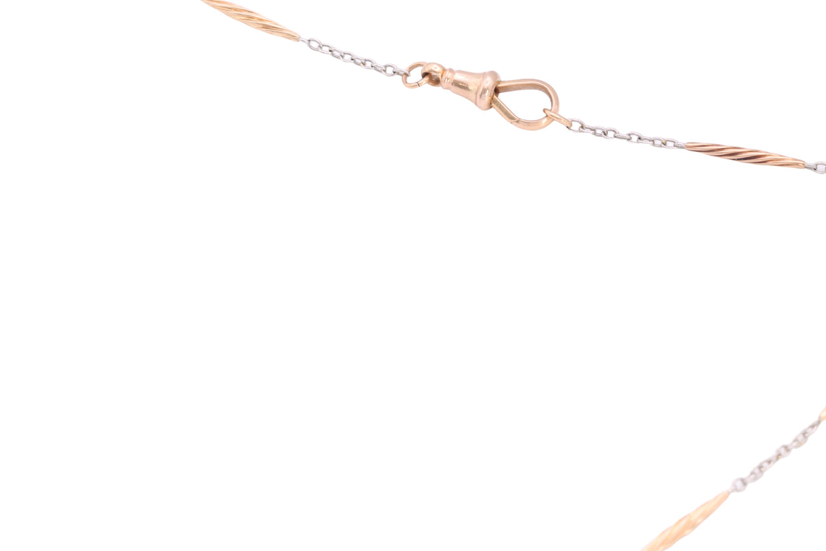 Antique 18ct Gold & Platinum Twisted Bar Link Necklace c.1920 — view 14