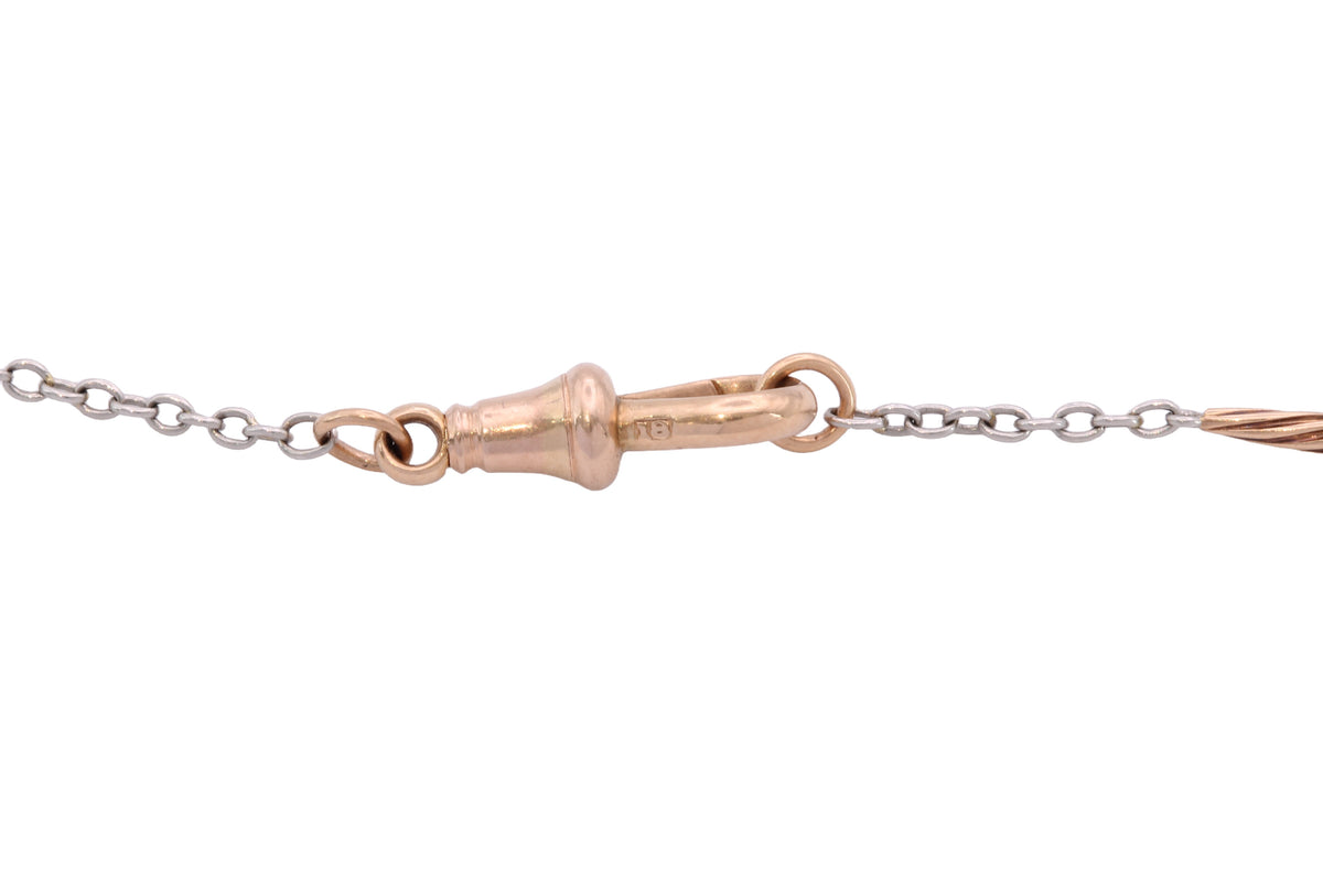 Antique 18ct Gold & Platinum Twisted Bar Link Necklace c.1920 — view 6