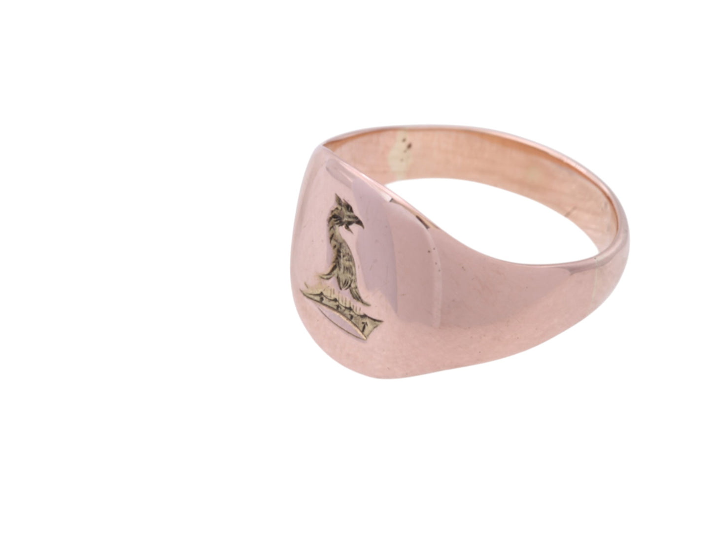 Antique 9ct Rose Gold Griffin Intaglio Signet Ring c.1900 | Size N — view 8