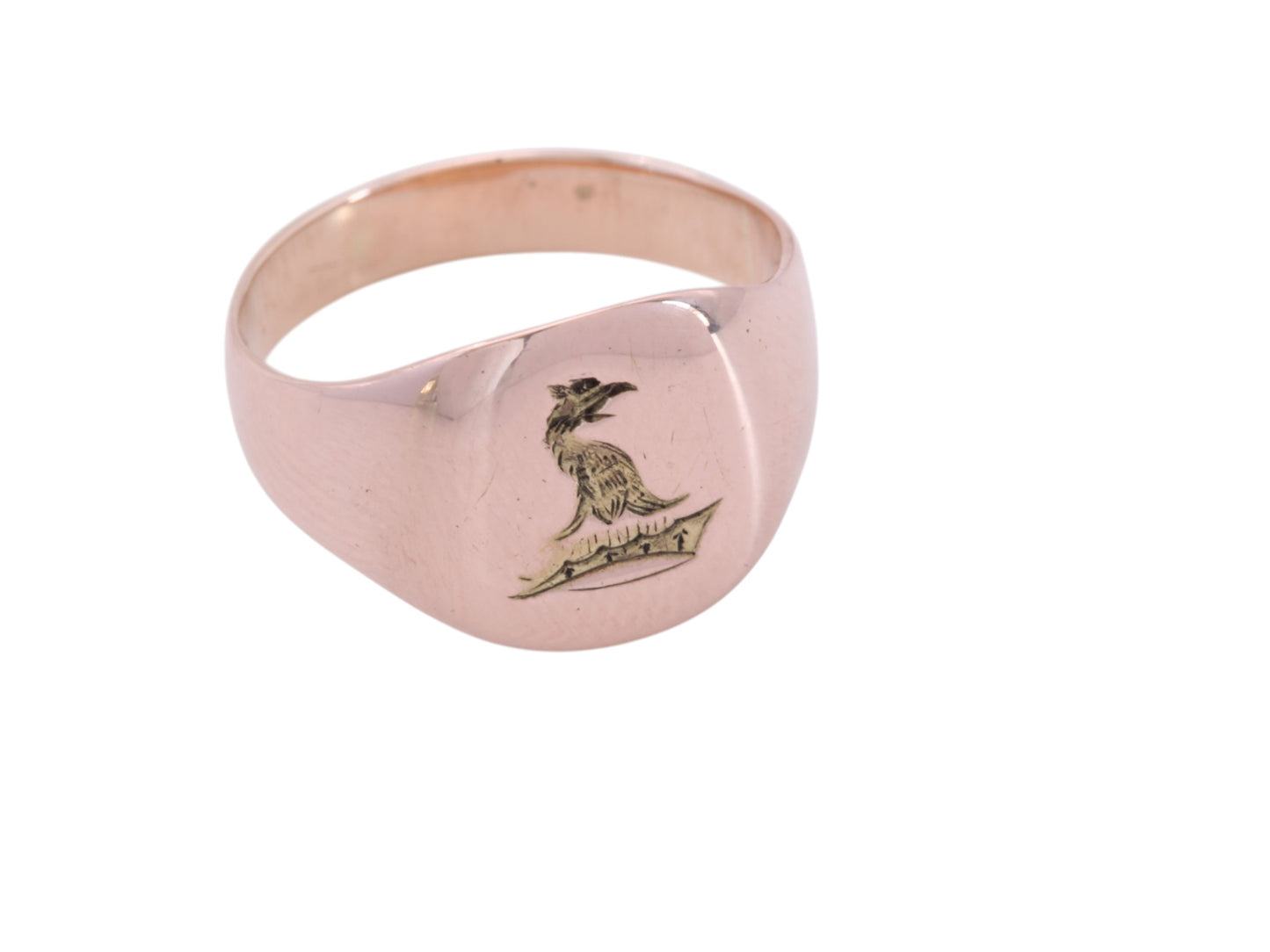 Antique 9ct Rose Gold Griffin Intaglio Signet Ring c.1900 | Size N — view 9