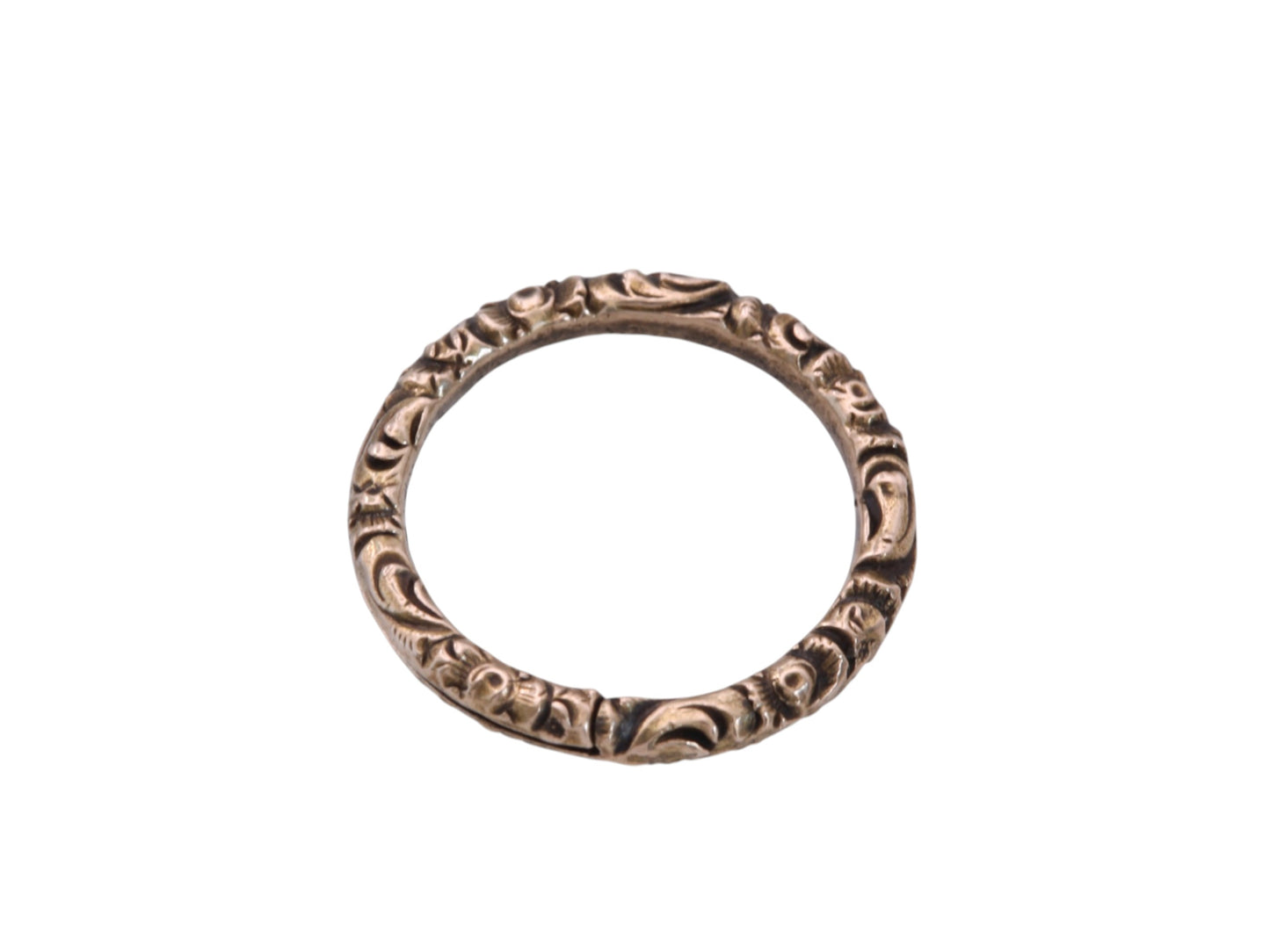 Antique Georgian 9ct Gold Engraved Split Ring | Foliate Fob Ring c.1820 — view 6