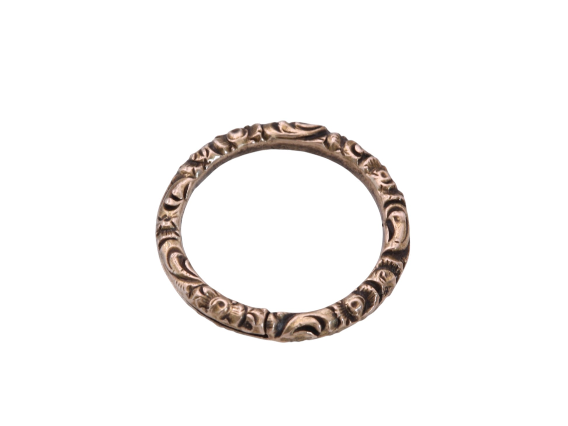 Antique Georgian 9ct Gold Engraved Split Ring | Foliate Fob Ring c.1820 — view 6