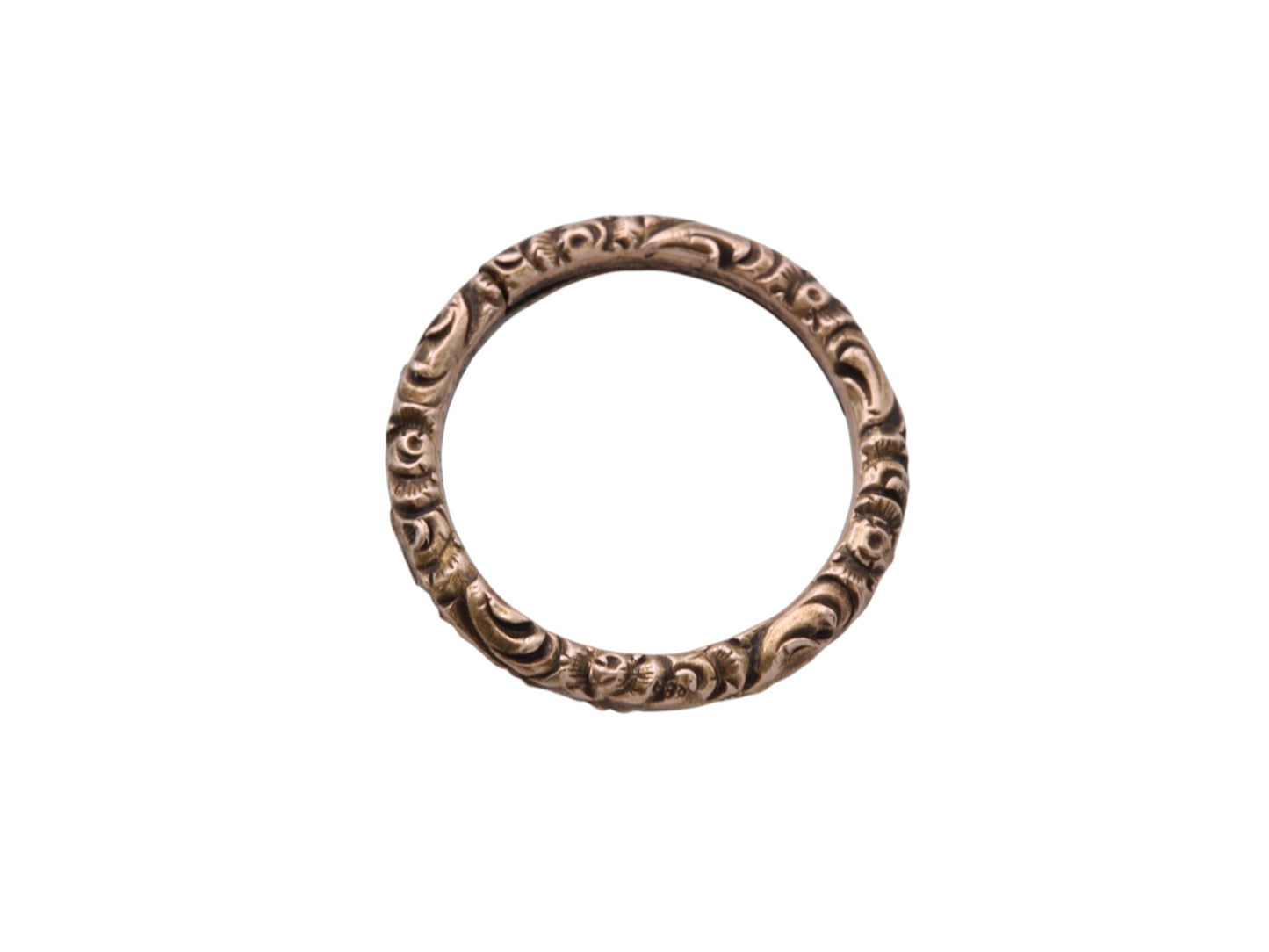 Antique Georgian 9ct Gold Engraved Split Ring | Foliate Fob Ring c.1820 — view 7
