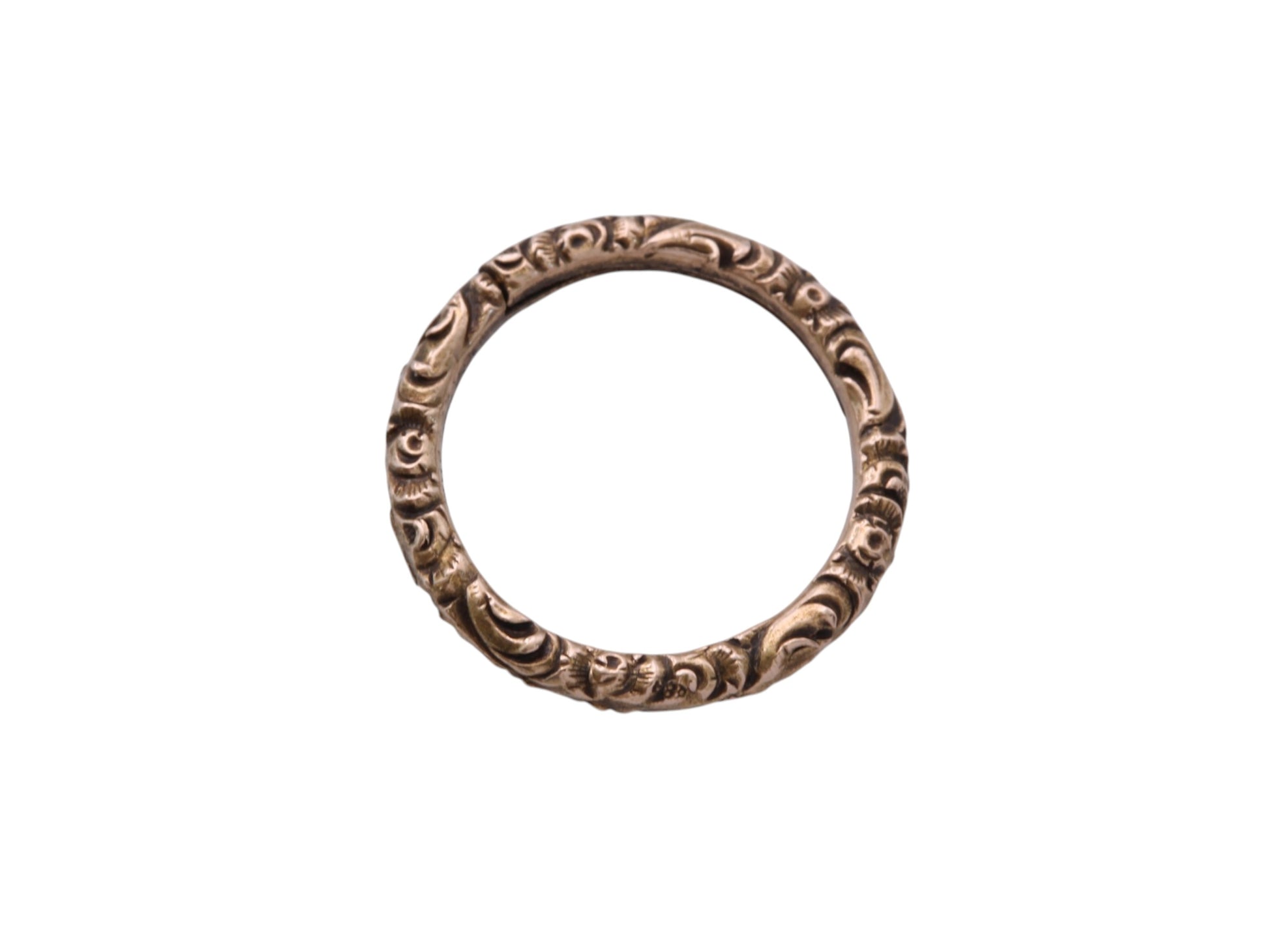 Antique Georgian 9ct Gold Engraved Split Ring | Foliate Fob Ring c.1820 — view 7