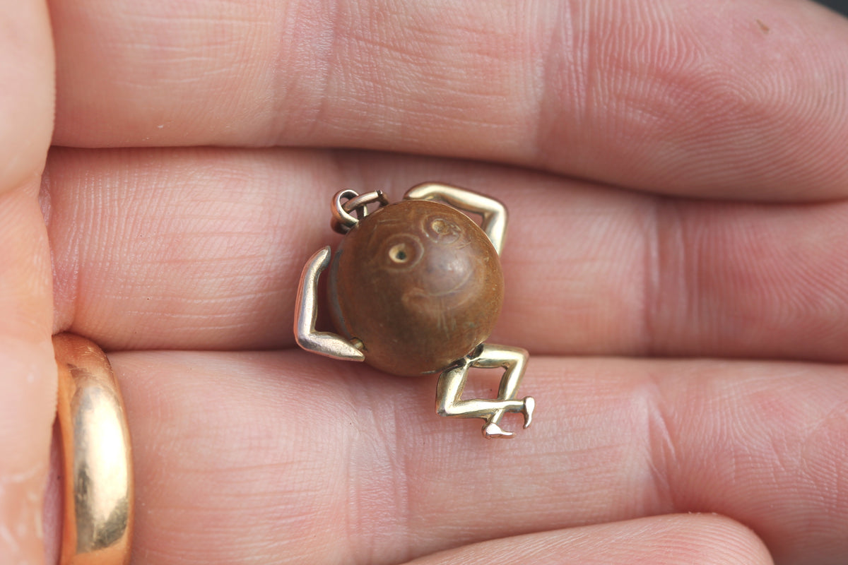Antique WWI 9ct Gold Touch Wud Lucky Charm Pendant — view 5