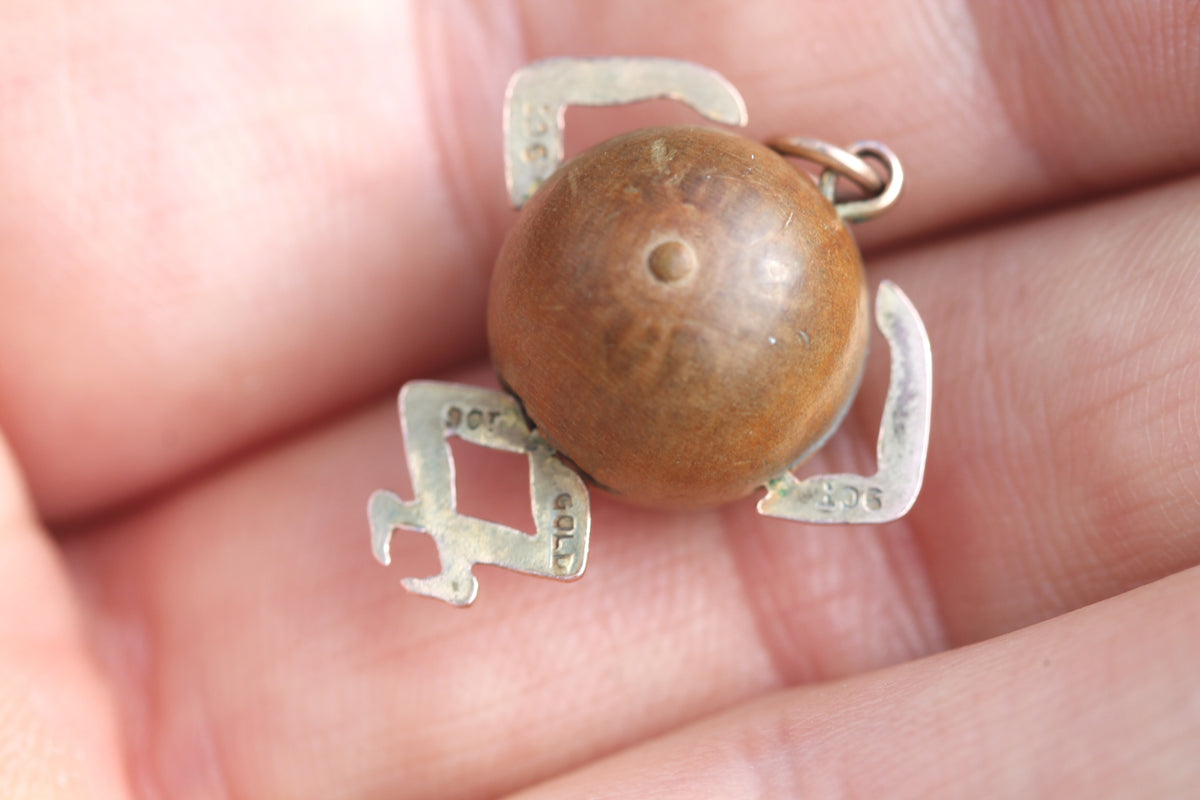 Antique WWI 9ct Gold Touch Wud Lucky Charm Pendant — view 7