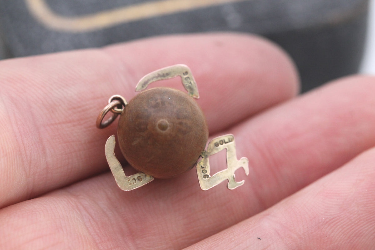 Antique WWI 9ct Gold Touch Wud Lucky Charm Pendant — view 9