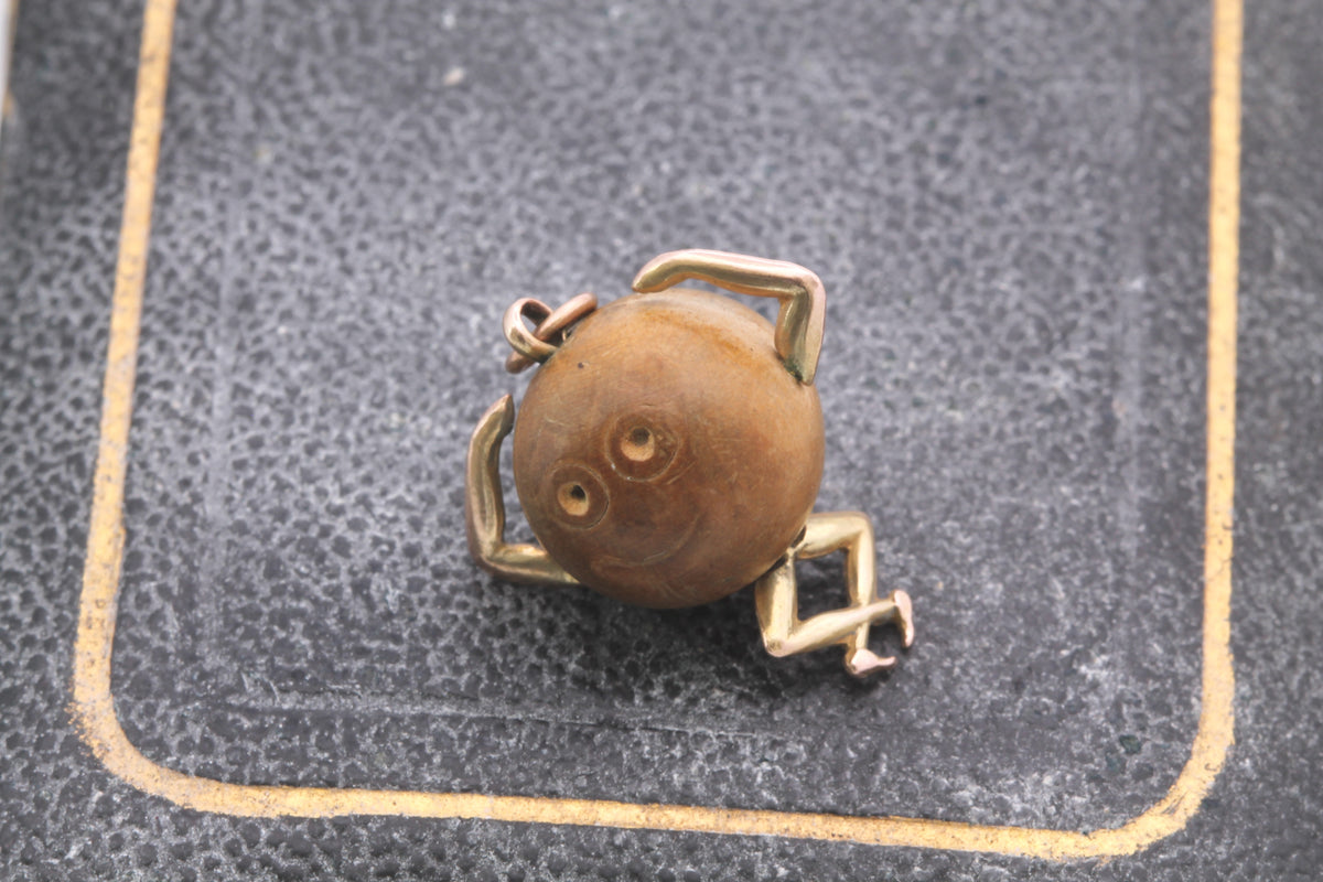 Antique WWI 9ct Gold Touch Wud Lucky Charm Pendant — view 10