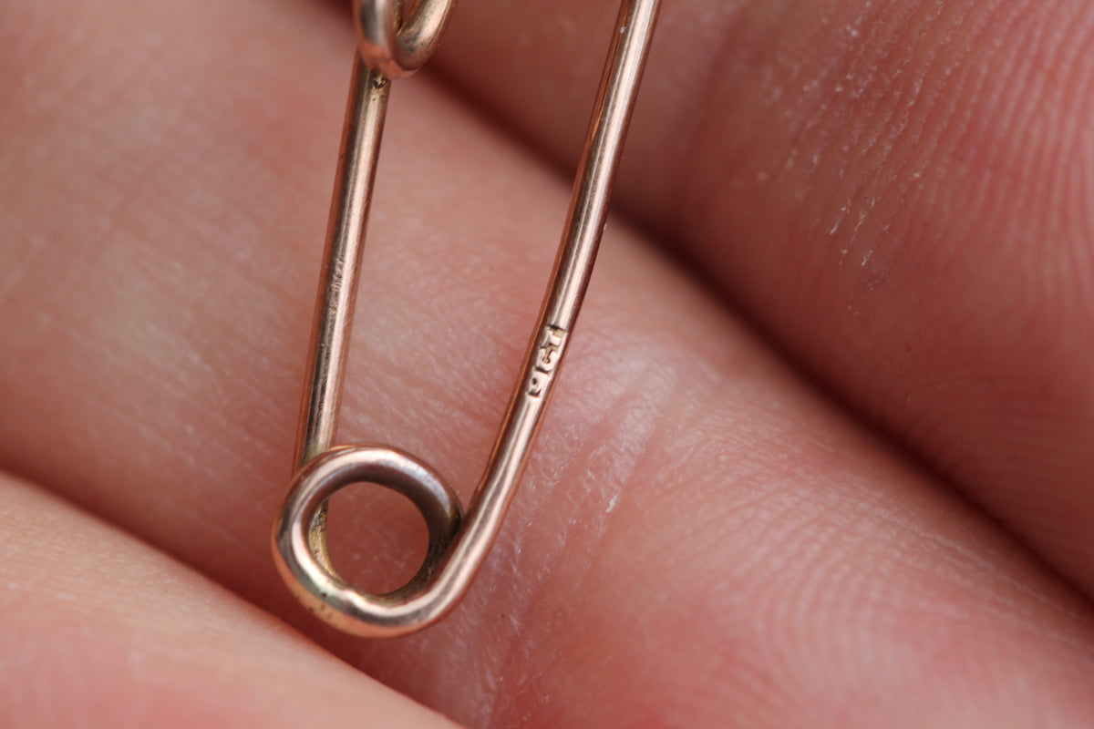 Antique 9ct Rose Gold Safety Pin Brooch | c.1900 — view 5