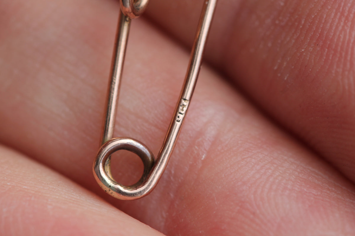 Antique 9ct Rose Gold Safety Pin Brooch | c.1900 — view 8