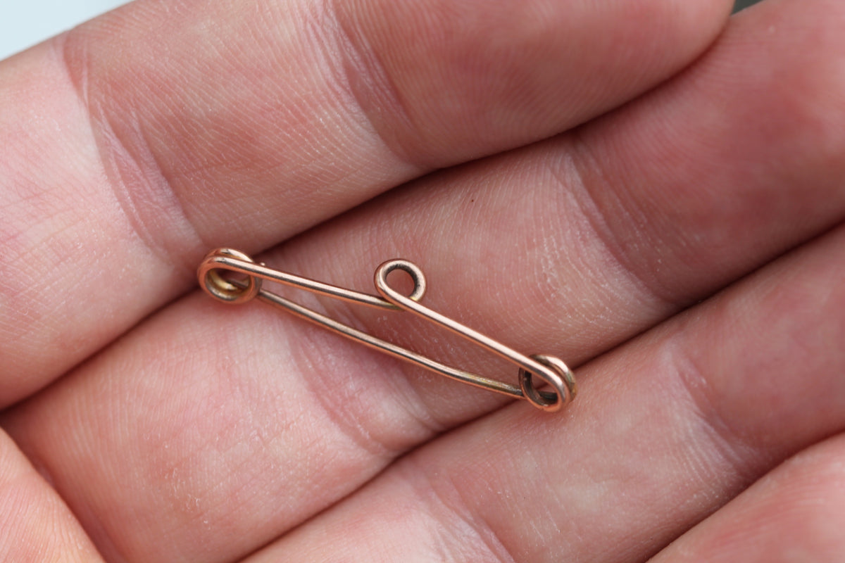 Antique 9ct Rose Gold Safety Pin Brooch | c.1900 — view 11