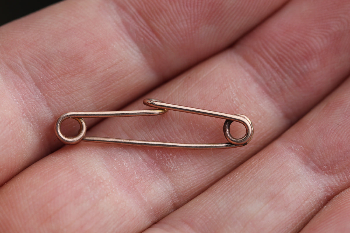 Antique 9ct Rose Gold Safety Pin Brooch | c.1900 — view 12