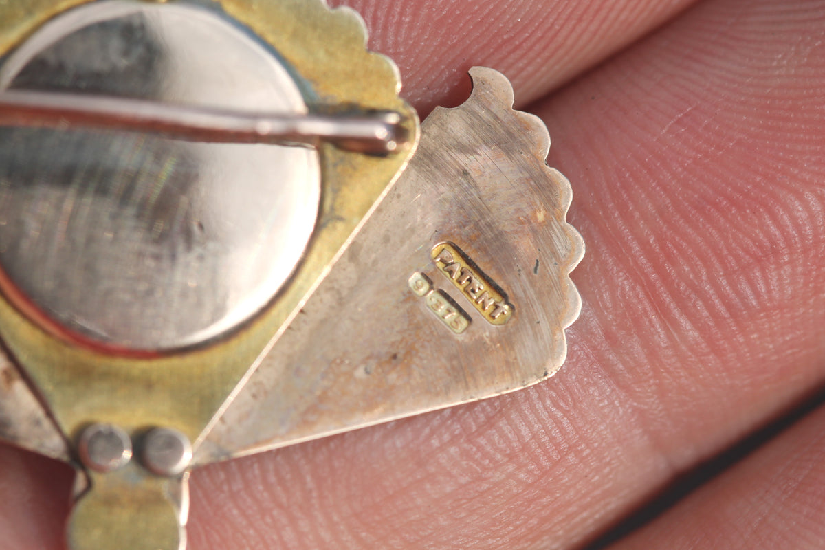 Antique Edwardian 9ct Gold Secret Locket Fan Brooch 1906 — view 8