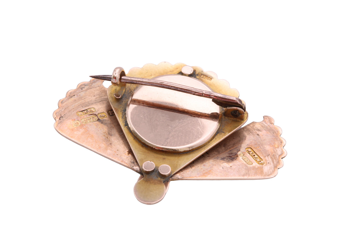 Antique Edwardian 9ct Gold Secret Locket Fan Brooch 1906 — view 15