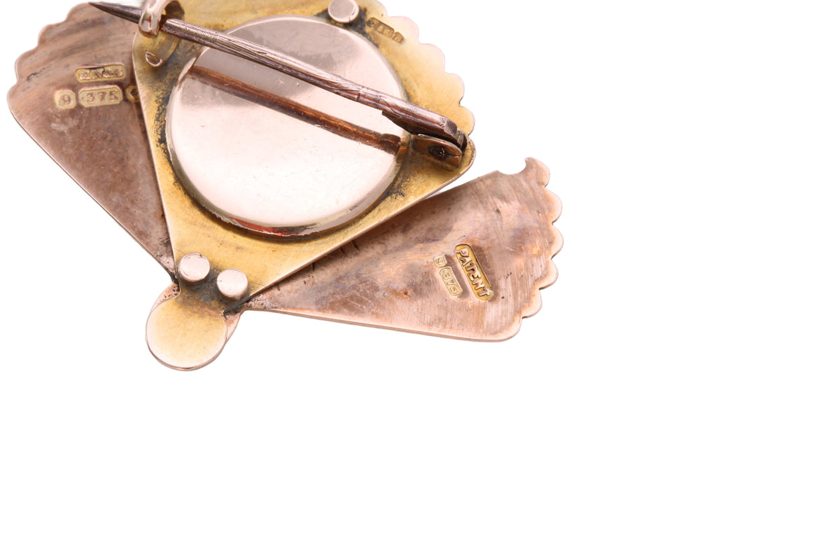 Antique Edwardian 9ct Gold Secret Locket Fan Brooch 1906 — view 17