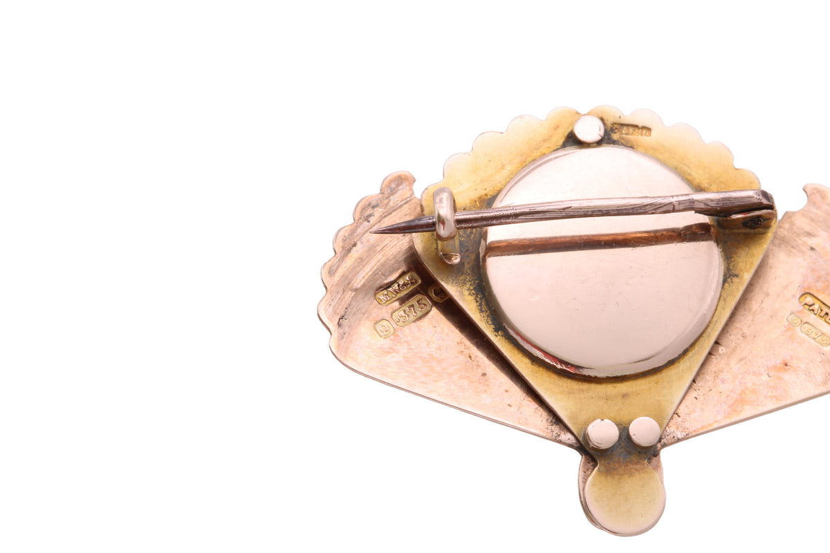 Antique Edwardian 9ct Gold Secret Locket Fan Brooch 1906 — view 18