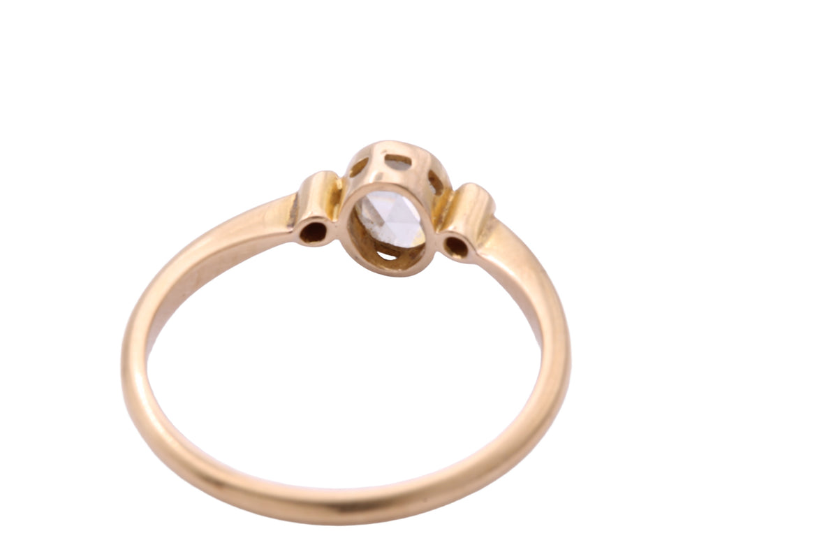 Antique Victorian 18ct Gold Rose Cut Diamond Three Stone Ring c.1860 | Size P — view 16