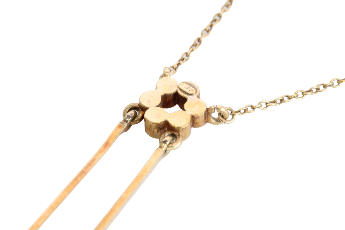 Antique Edwardian 15ct Gold Aquamarine & Pearl Négligée Necklace | 15.75" — view 17