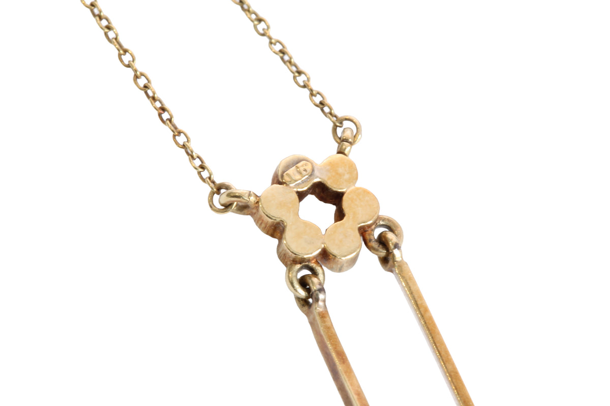 Antique Edwardian 15ct Gold Aquamarine & Pearl Négligée Necklace | 15.75" — view 5