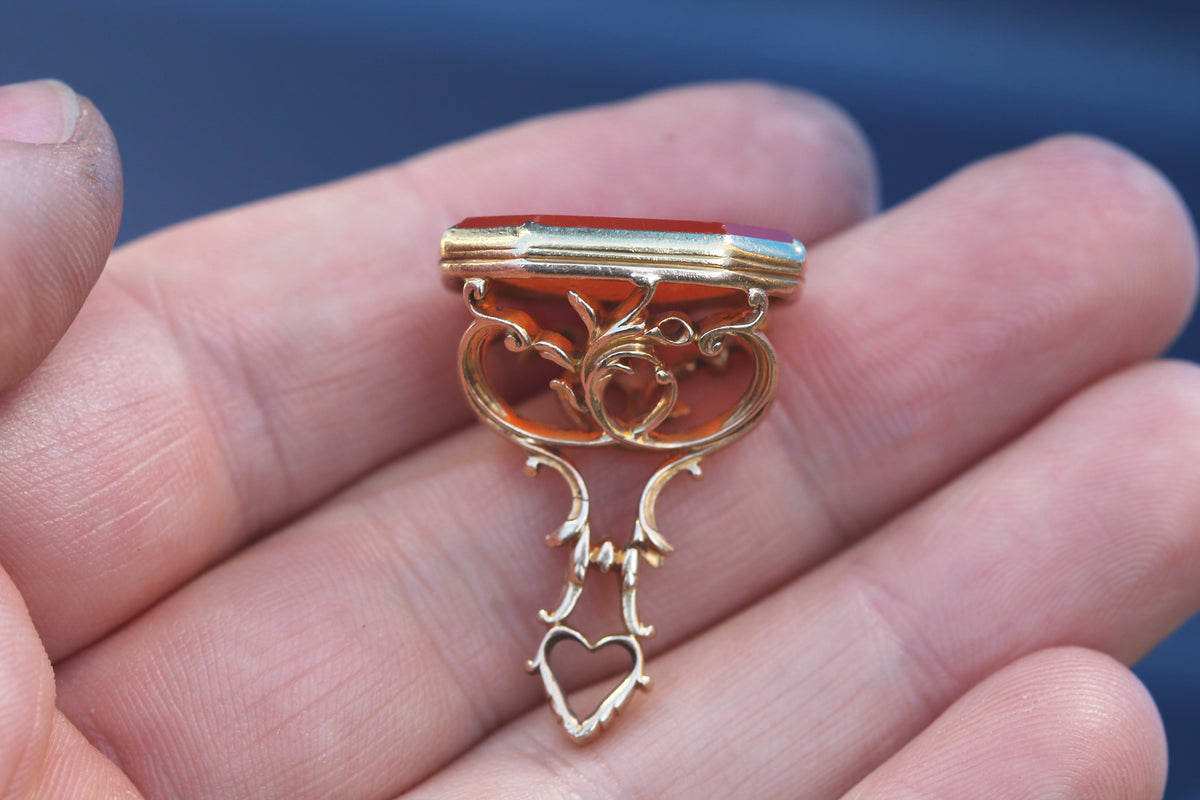 Antique Victorian 15ct Gold Carnelian Heraldic Intaglio Seal | The Safest Hope Is In Heaven — view 5