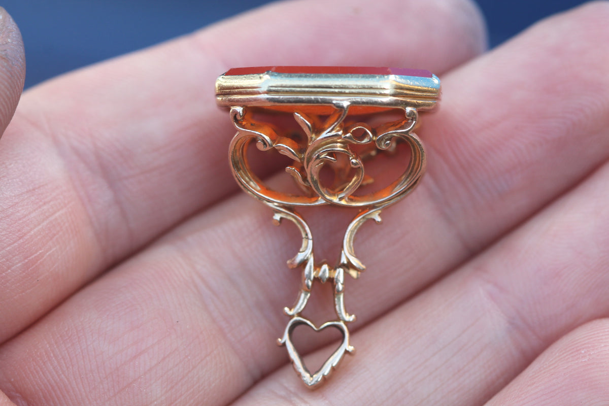 Antique Victorian 15ct Gold Carnelian Heraldic Intaglio Seal | The Safest Hope Is In Heaven — view 8