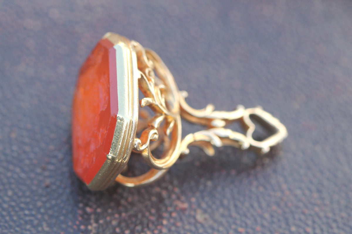 Antique Victorian 15ct Gold Carnelian Heraldic Intaglio Seal | The Safest Hope Is In Heaven — view 9