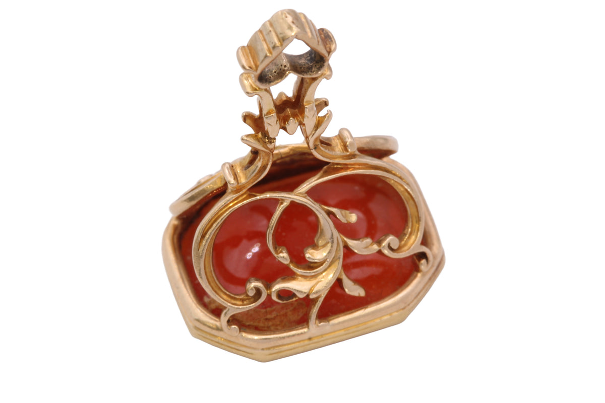Wax impression from Victorian heraldic carnelian intaglio seal