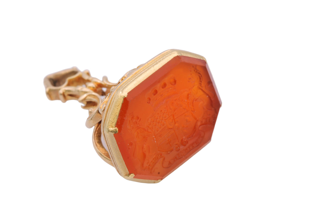Antique Victorian 15ct Gold Carnelian Heraldic Intaglio Seal | The Safest Hope Is In Heaven — view 14