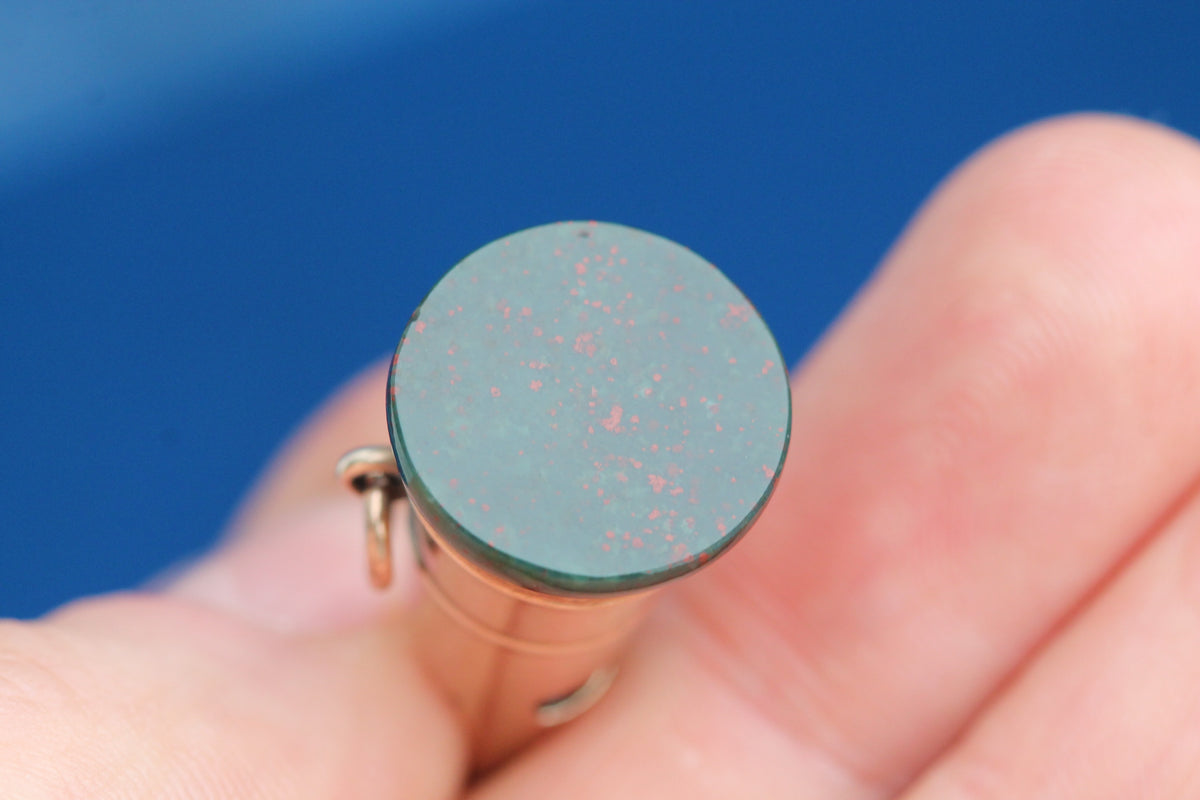 Antique Victorian 9ct Gold Bloodstone Working Whistle Pendant c.1880 — view 9